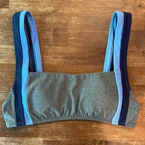 AERIE scoop bikini top. Gray, Navy/Royal blue. Wide strap. Size S small.